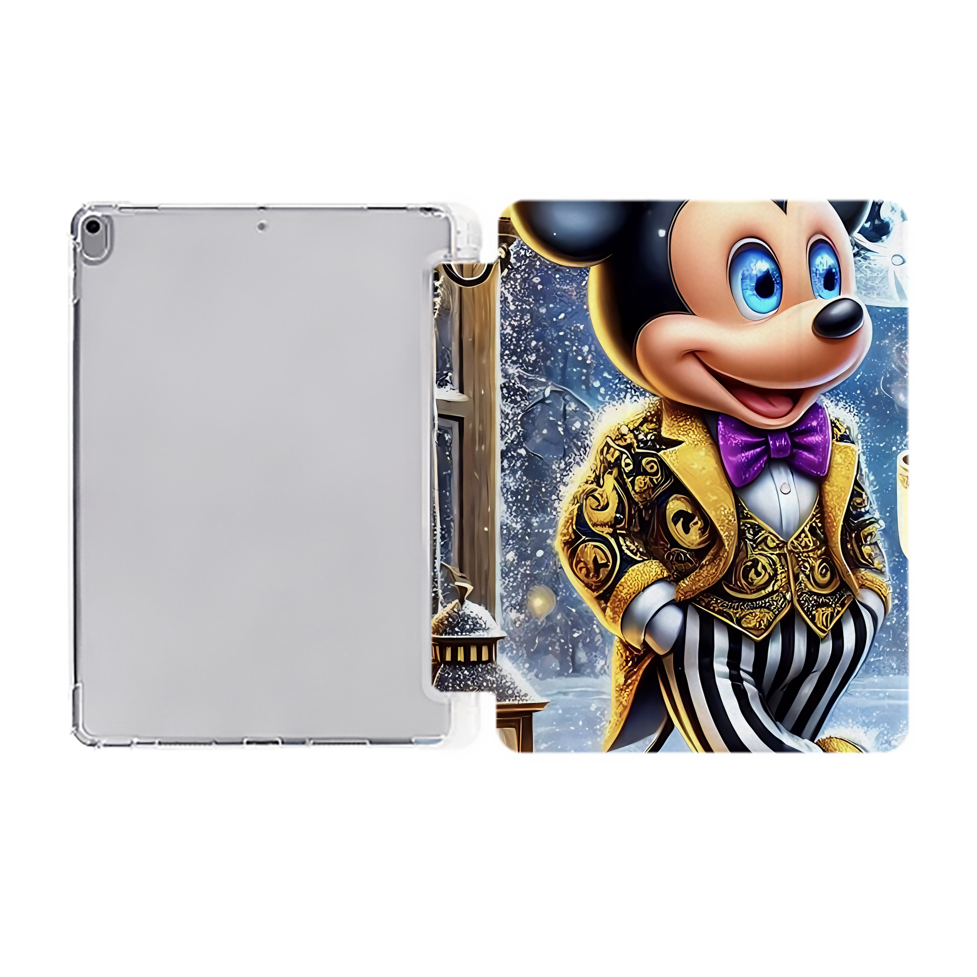 （画像用） ミッキーマウス Mickey Mouse IPad ケース ペン収納付き 三つ折りスタンド PUレザー×シリコン 対応機種9.5/10.5/10.9インチ